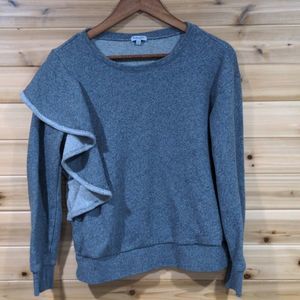 Splendid Gray Ruffle Shoulder Sweatshirt XS